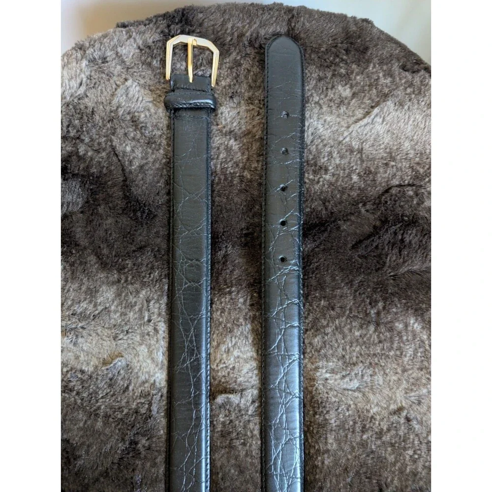 Croc Embossed Leather Belt Men's 44 Black Gold Silver Mixed Metals Sophisticated